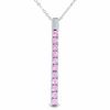 Thumbnail Image 1 of Lab-Created Pink Sapphire Drop Pendant in Sterling Silver