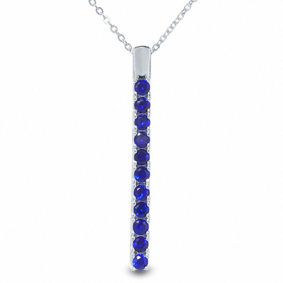Lab-Created Blue Sapphire Drop Pendant in Sterling Silver