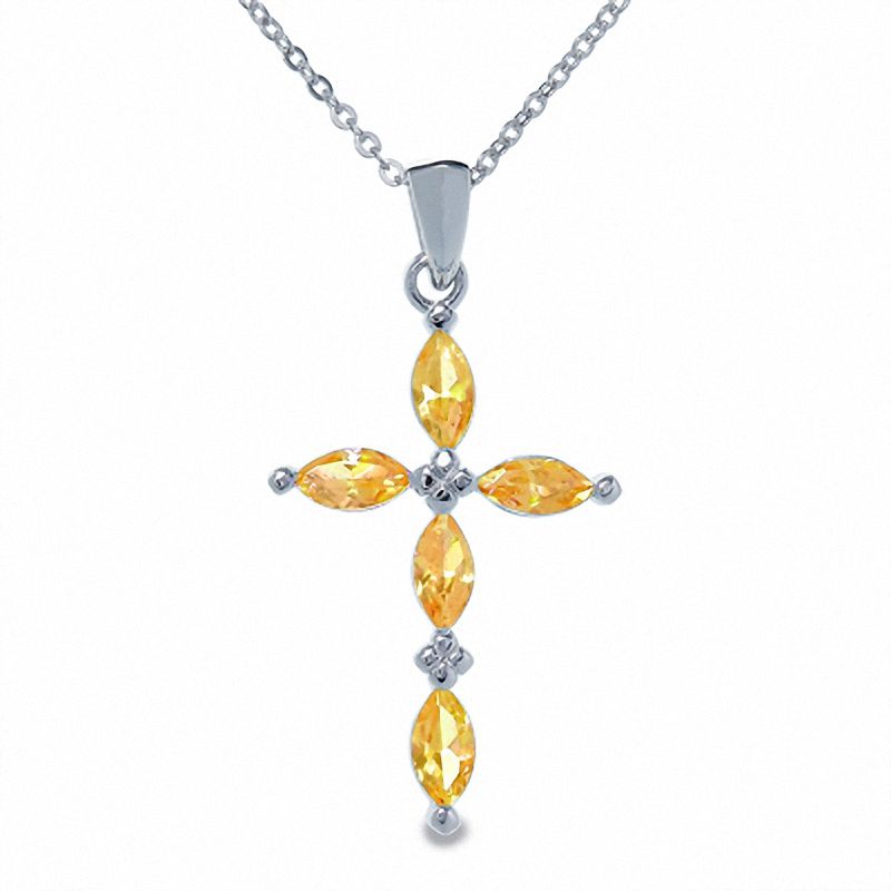 Main Image 1 of Citrine Cross Pendant in Sterling Silver