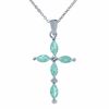 Thumbnail Image 0 of Simulated Aquamarine Cross Pendant in Sterling Silver
