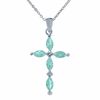 Thumbnail Image 1 of Simulated Aquamarine Cross Pendant in Sterling Silver