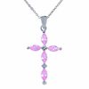 Thumbnail Image 1 of Lab-Created Pink Sapphire Cross Pendant in Sterling Silver