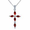 Thumbnail Image 1 of Garnet Cross Pendant in Sterling Silver
