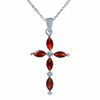 Thumbnail Image 0 of Garnet Cross Pendant in Sterling Silver