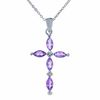 Thumbnail Image 1 of Amethyst Cross Pendant in Sterling Silver