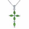 Thumbnail Image 1 of Emerald Cross Pendant in Sterling Silver