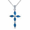 Thumbnail Image 0 of Lab-Created Blue Sapphire Cross Pendant in Sterling Silver