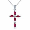 Thumbnail Image 1 of Lab-Created Ruby Cross Pendant in Sterling Silver
