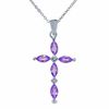 Thumbnail Image 0 of Simulated Alexandrite Cross Pendant in Sterling Silver