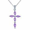 Thumbnail Image 1 of Simulated Alexandrite Cross Pendant in Sterling Silver