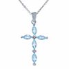 Thumbnail Image 1 of Blue Topaz Cross Pendant in Sterling Silver