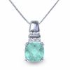 Thumbnail Image 1 of Simulated Aquamarine Pendant in Sterling Silver with Lab-Created White Sapphire Accents