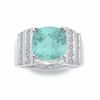 Thumbnail Image 1 of Simulated Aquamarine Ring in Sterling Silver with Lab-Created White Sapphire Accents