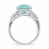 Thumbnail Image 4 of Simulated Aquamarine Ring in Sterling Silver with Lab-Created White Sapphire Accents