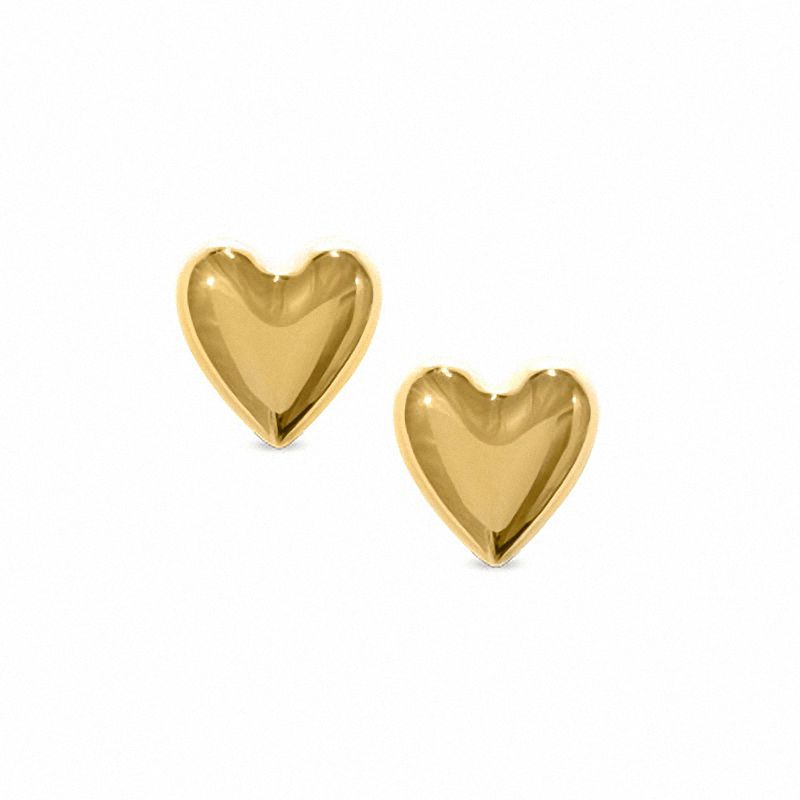 Main Image 1 of 14K Gold Puffed Heart Stud Earrings