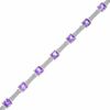 Thumbnail Image 1 of Amethyst and Diamond Station Bracelet in Sterling Silver