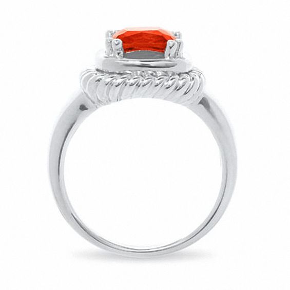 Lab-Created Padparadscha Blue Sapphire Ring in Sterling Silver