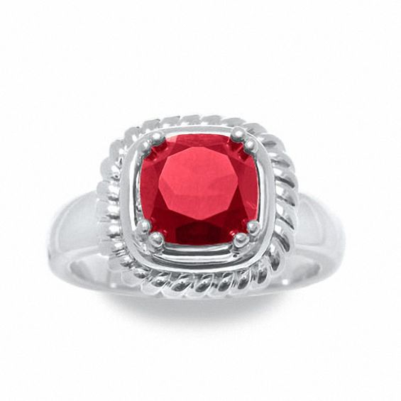 Cushion-Cut Garnet Ring in Sterling Silver