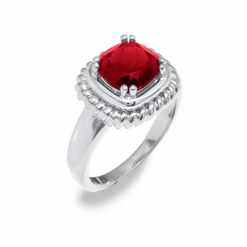 Main Image 2 of Cushion-Cut Garnet Ring in Sterling Silver