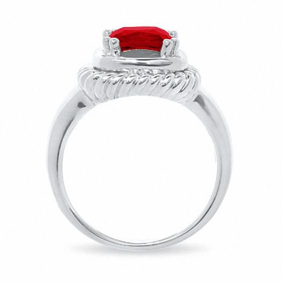 Cushion-Cut Garnet Ring in Sterling Silver