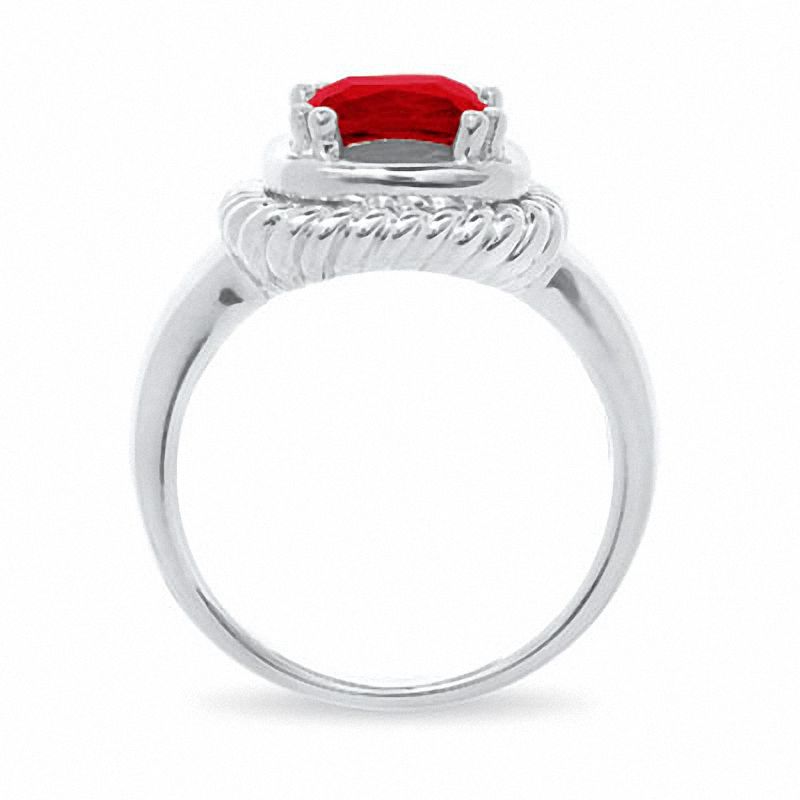 Main Image 4 of Cushion-Cut Garnet Ring in Sterling Silver