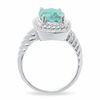 Thumbnail Image 4 of Cushion-Cut Simulated Aquamarine Ring in Sterling Silver