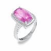 Thumbnail Image 1 of Cushion-Cut Lab-Created Pink Sapphire Ring in Sterling Silver