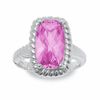 Thumbnail Image 2 of Cushion-Cut Lab-Created Pink Sapphire Ring in Sterling Silver