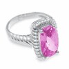 Thumbnail Image 2 of Cushion-Cut Lab-Created Pink Sapphire Ring in Sterling Silver