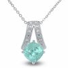Thumbnail Image 1 of Simulated Aquamarine and Diamond Pendant in Sterling Silver