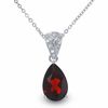 Thumbnail Image 1 of Pear Shaped Garnet Pendant in Sterling Silver with Diamond Accents