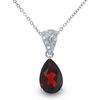 Thumbnail Image 0 of Pear Shaped Garnet Pendant in Sterling Silver with Diamond Accents