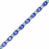 Thumbnail Image 1 of Simulated Tanzanite and Simulated Aquamarine Bracelet in Sterling Silver