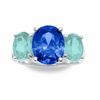 Thumbnail Image 2 of Simulated Tanzanite & Aquamarine Ring in Sterling Silver