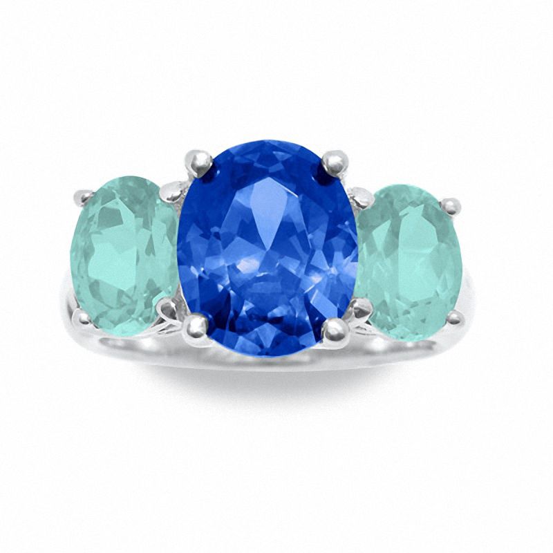 Simulated Tanzanite & Aquamarine Ring in Sterling Silver