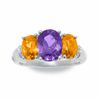 Thumbnail Image 2 of Amethyst and Citrine Three Stone Ring in Sterling Silver with Diamond Accents