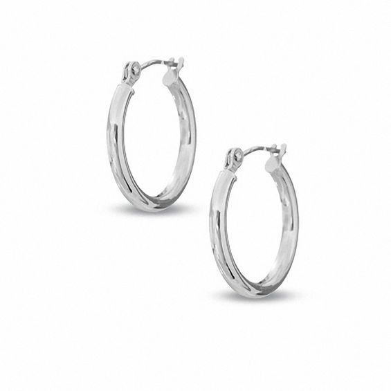 14K White Gold Hoop Earrings