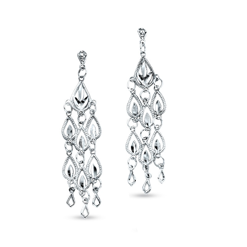 Main Image 1 of 14K White Gold Teardrop Chandelier Earrings