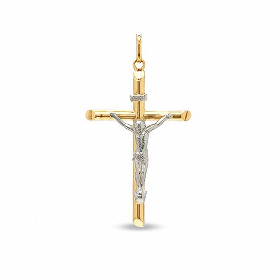 10K Two-Tone Gold Crucifix Charm