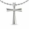 Thumbnail Image 1 of Pinwheel Cross Pendant in 10K White Gold with Diamond Accents