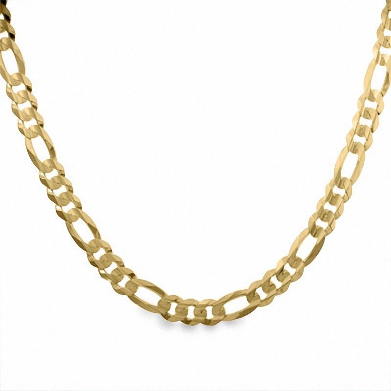 Main Image 1 of Men's 8.61mm Concave Figaro Necklace in Solid 10K Gold - 22"