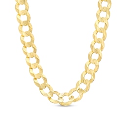 Men's 7.0mm Concave Curb Chain Necklace in Solid 10K Gold - 22&quot;