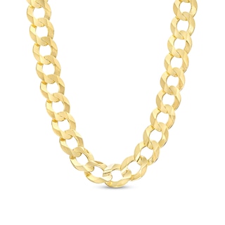 Men's 7.0mm Concave Curb Chain Necklace in Solid 10K Gold - 22"
