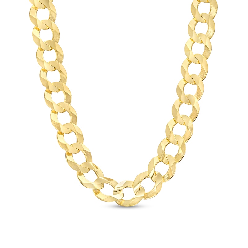 Zales Men's 7.0mm Curb Chain Necklace in Hollow 14K Gold - 22