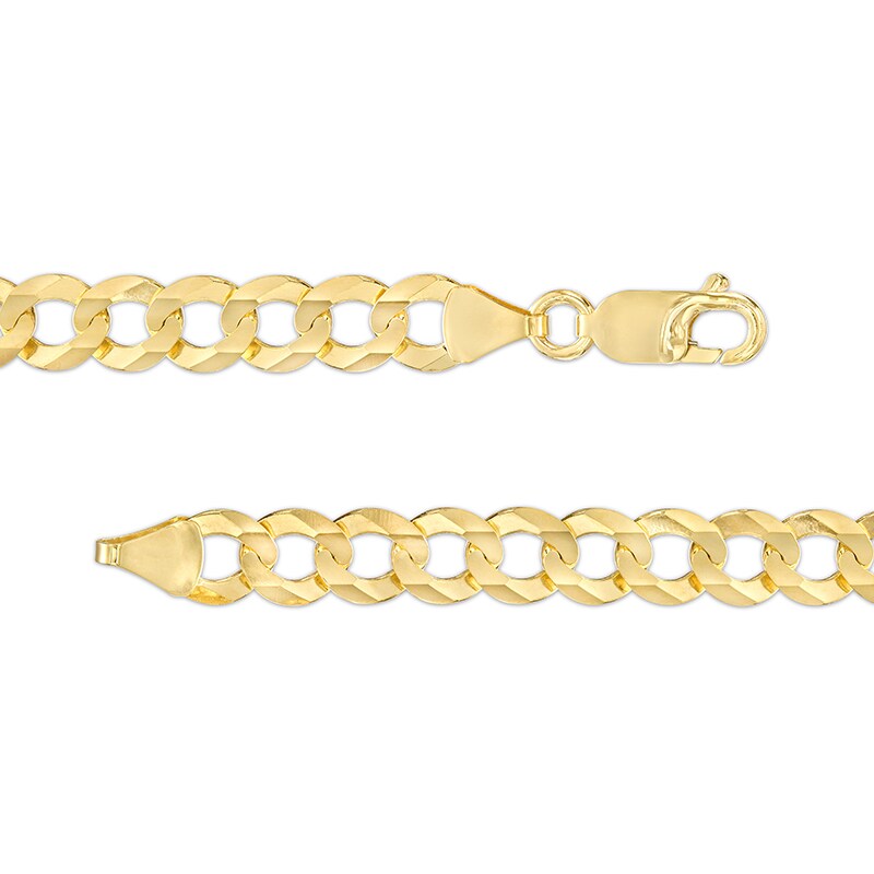 Men's 7.0mm Concave Curb Chain Necklace in Solid 10K Gold - 22"