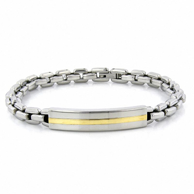 Main Image 1 of Stainless Steel ID Bracelet with 10K Gold Accents