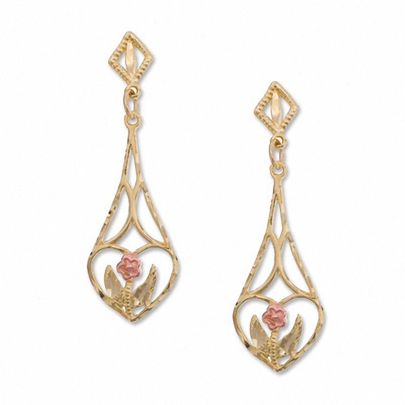 Main Image 1 of 14K Two-Tone Gold Filigree Kite Drop Earrings