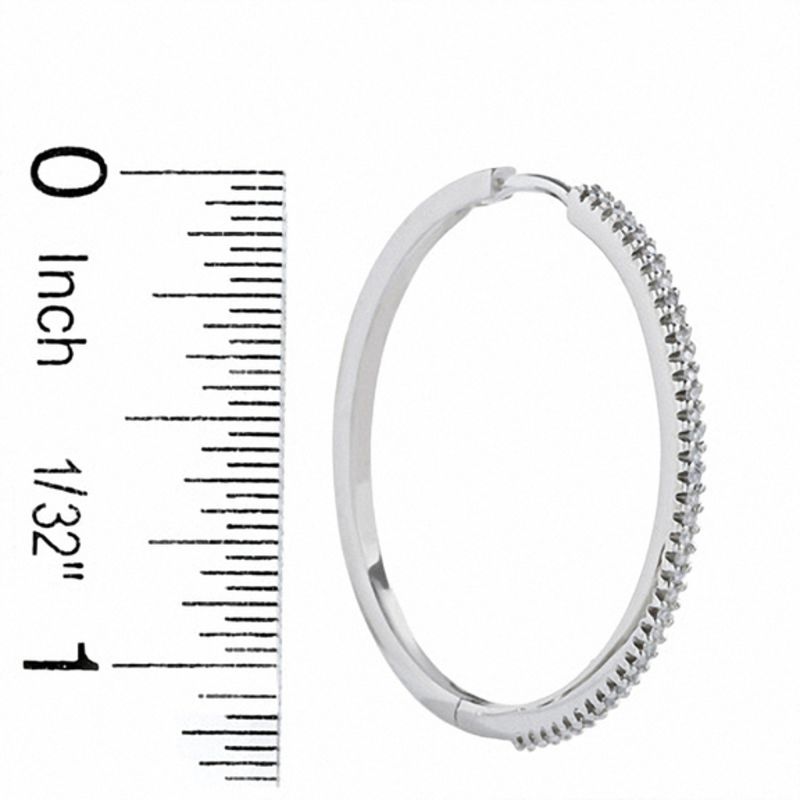 Main Image 2 of 1/4 CT. T.W. Diamond Hoop Earrings in 10K White Gold