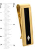 18K Gold Plated Stainless Steel Diamond Accent and Black Enamel Money Clip