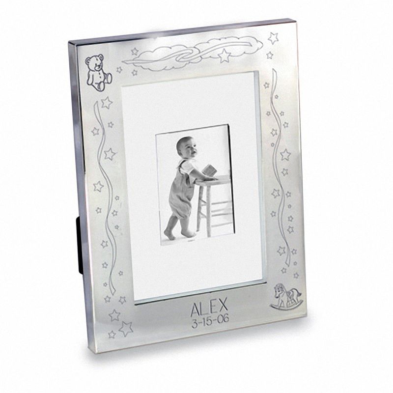 silver plated engraved baby 2 x 3 picture frame 2 lines